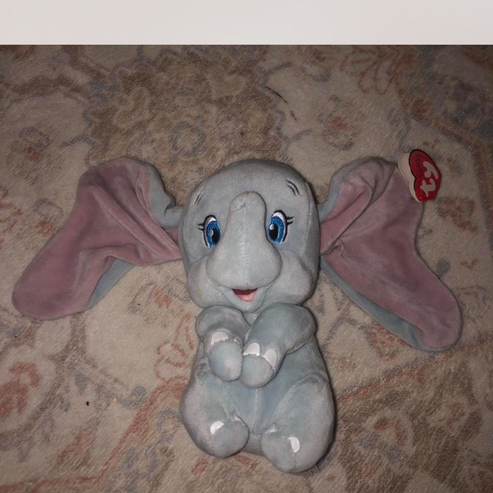 Ty Disney Dumbo Plush Toy - Soft Gray and Pink